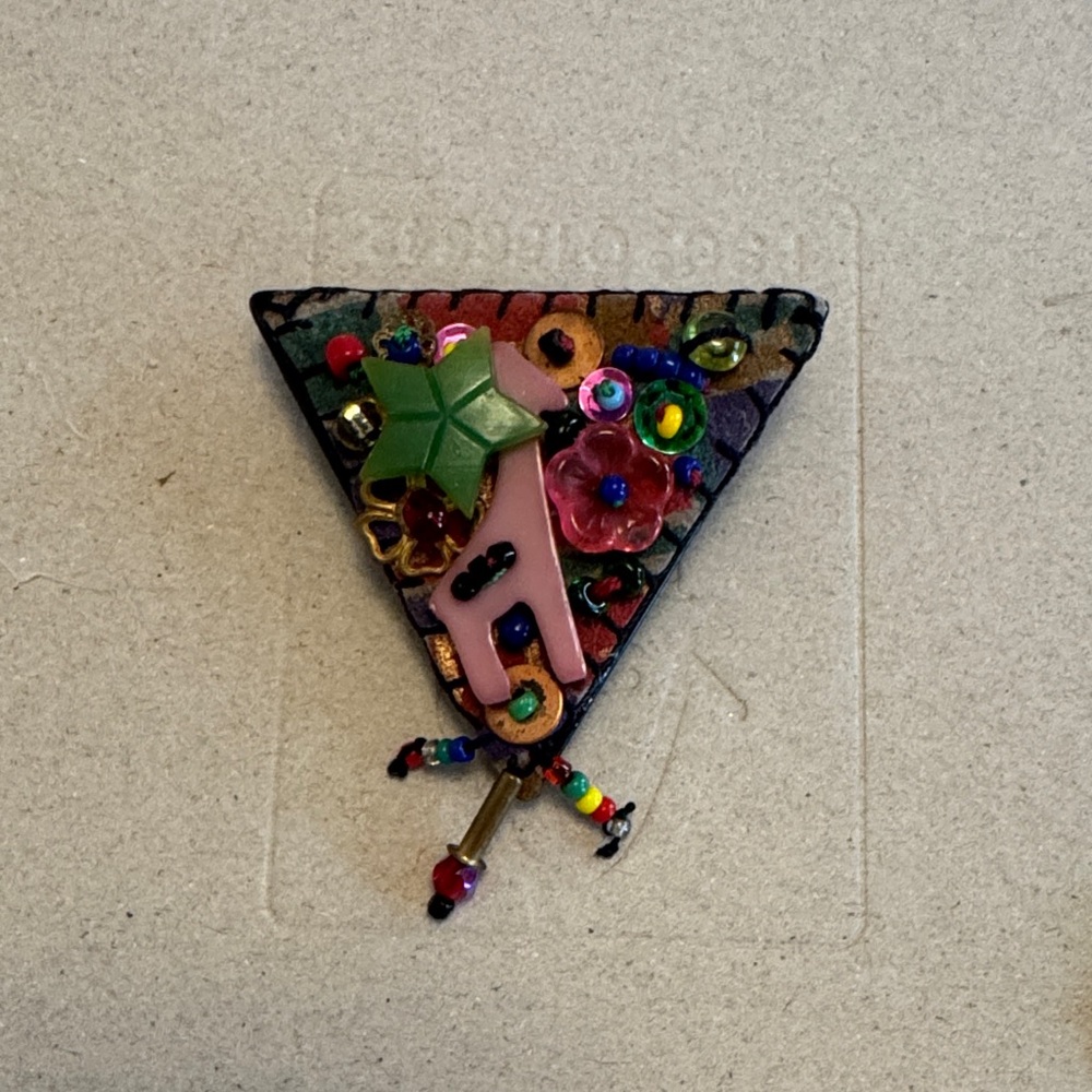 Colorful Triangle Brooch with Beads